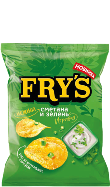 Чипсы из натурального картофеля «FRY’S» со вкусом «Сметана с зеленью» 70г